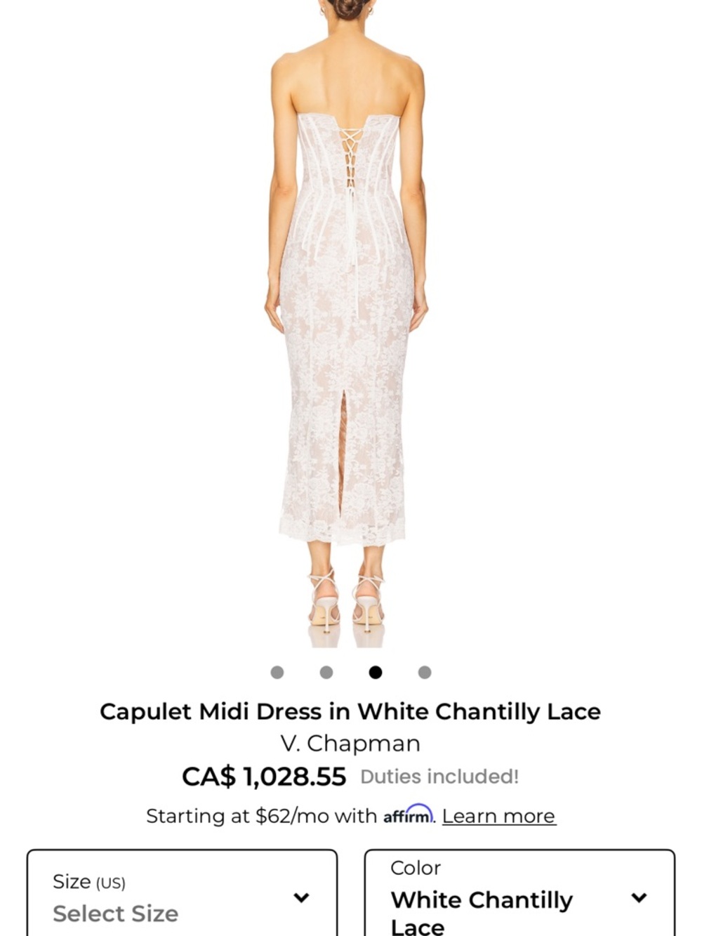 V. Chapman White Strapless Chantilly Lace Midi Dress - Picture 2 of 4